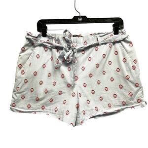 Loft Shorts Tie Belt Flat‎ Front Small Red White Blue July 4 Boho Beach